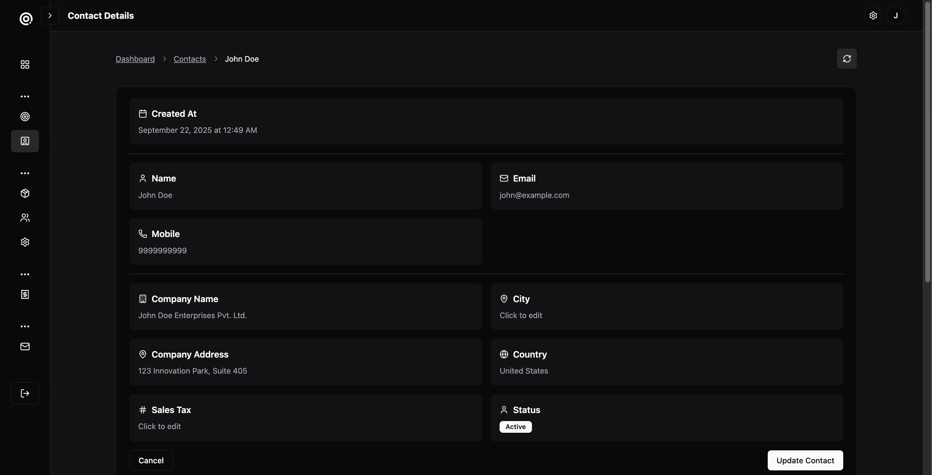 Customer Management Dashboard Screenshot
